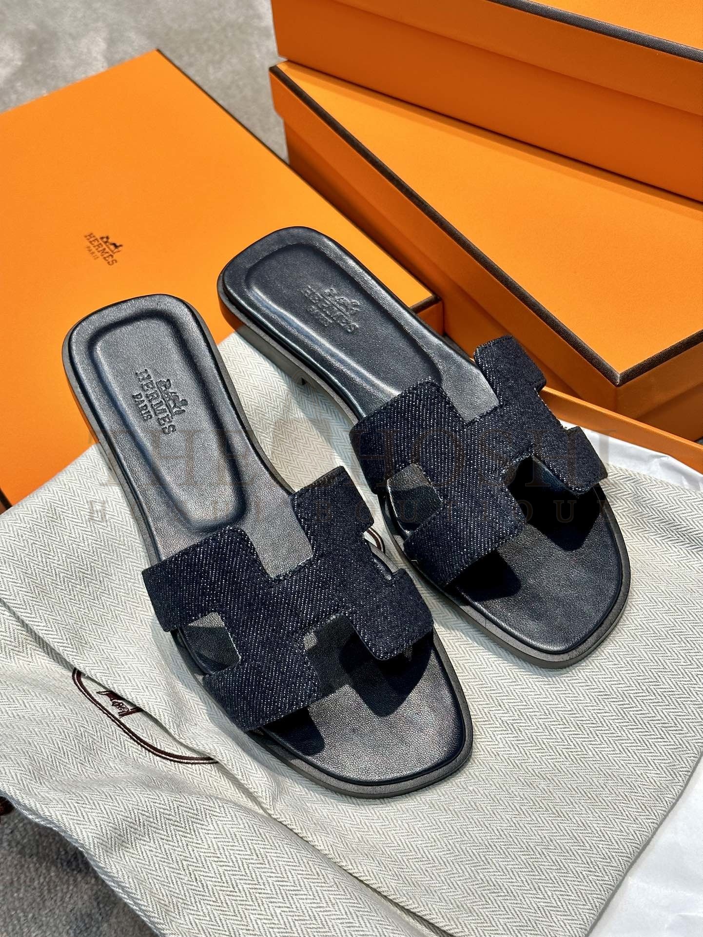H**me5 Oran Sandal Slippers Real Leather denim Master Quality