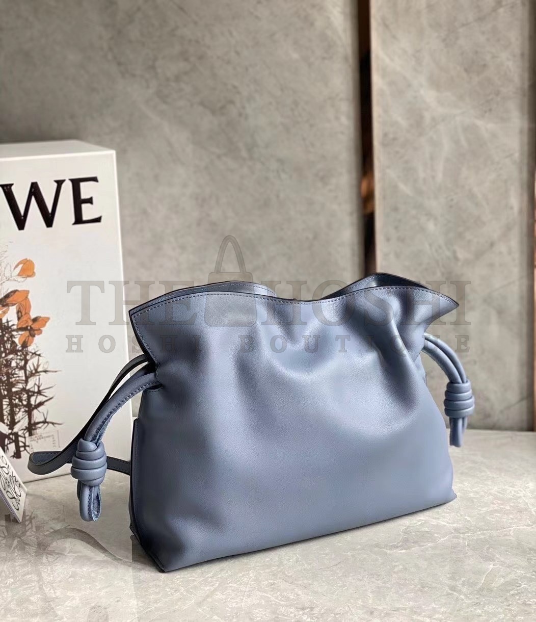 L0ew* Flamenco Clutch In Atlantic Blue Nappa Leather Master Quality