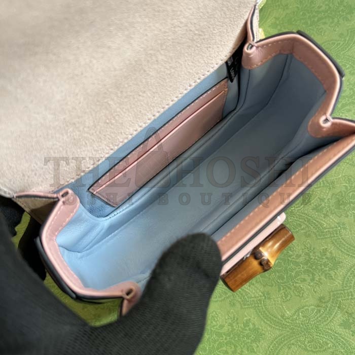 Gvc*1 Women Bamboo 1947 Mini Top Handle Bag Light Pink Patent Leather Master Quality