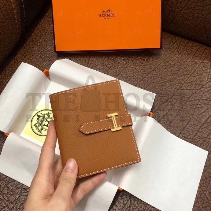 H**me5 Bearn Compact Wallet In Gold Epsom Leather Master Quality