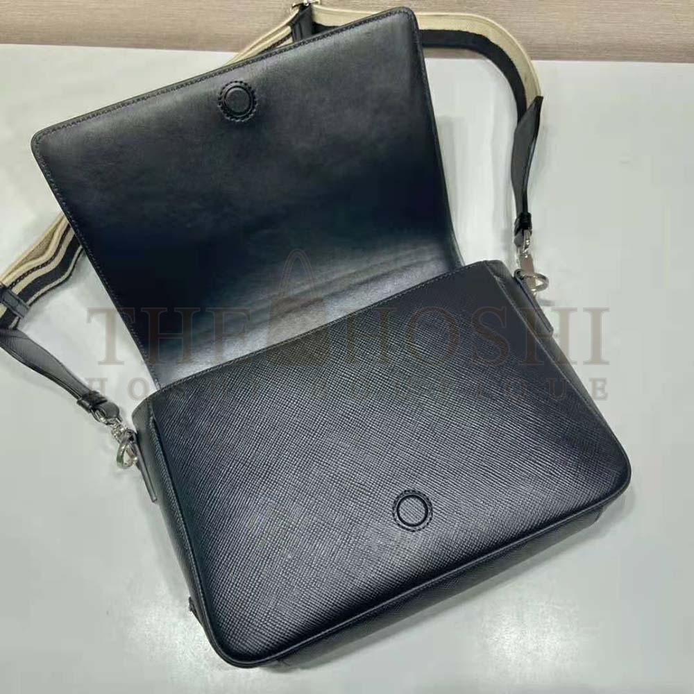 Pra*a Women Saffiano Leather Shoulder Bag with Sleek-Black Master Quality