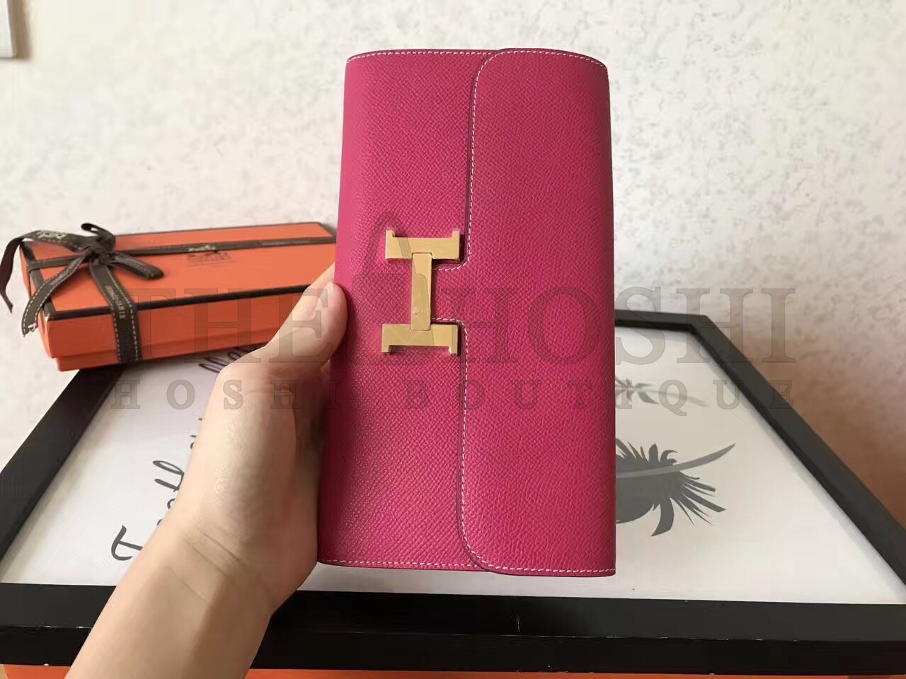 H**me5 Peach Epsom Constance Long Wallet Master Quality