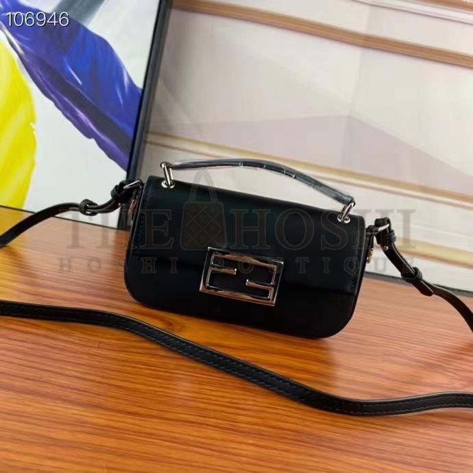 F**di Women FF Baguette Phone Pouch Black Silk Pouch Master Quality