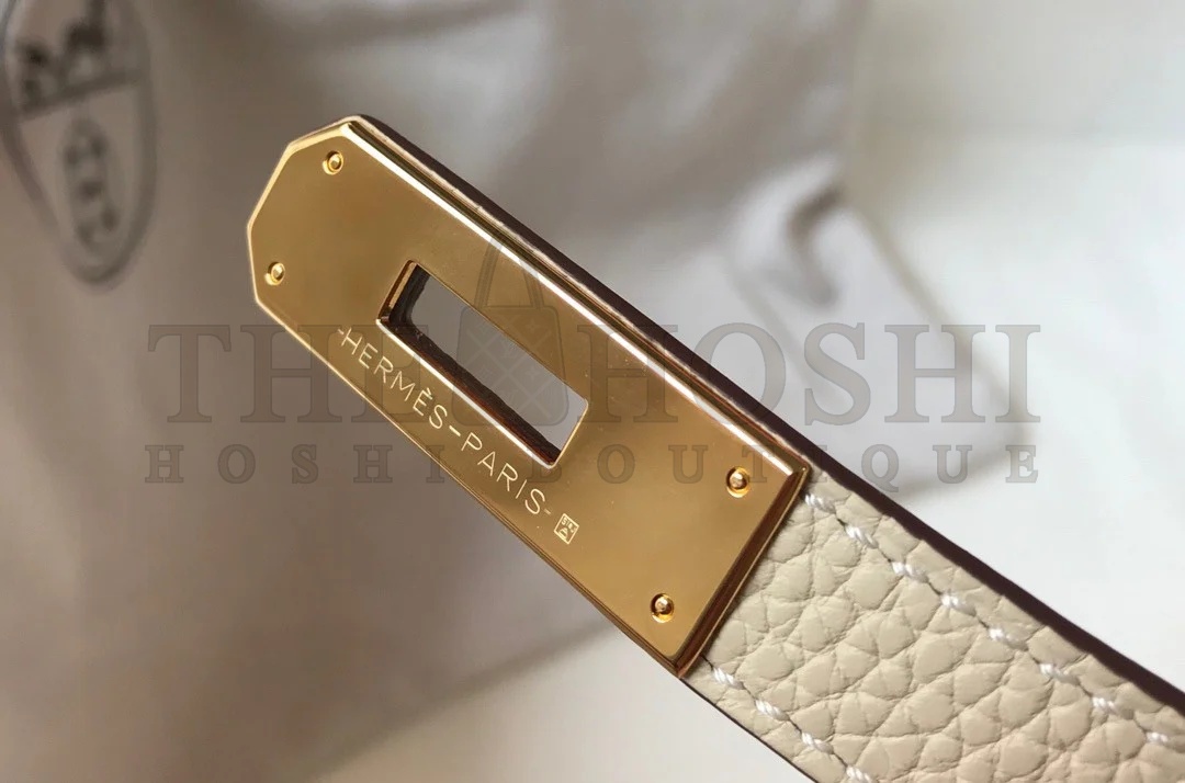 H**me5 Kelly 28cm Retourne Bag in Craie Clemence Leather GHW Master Quality