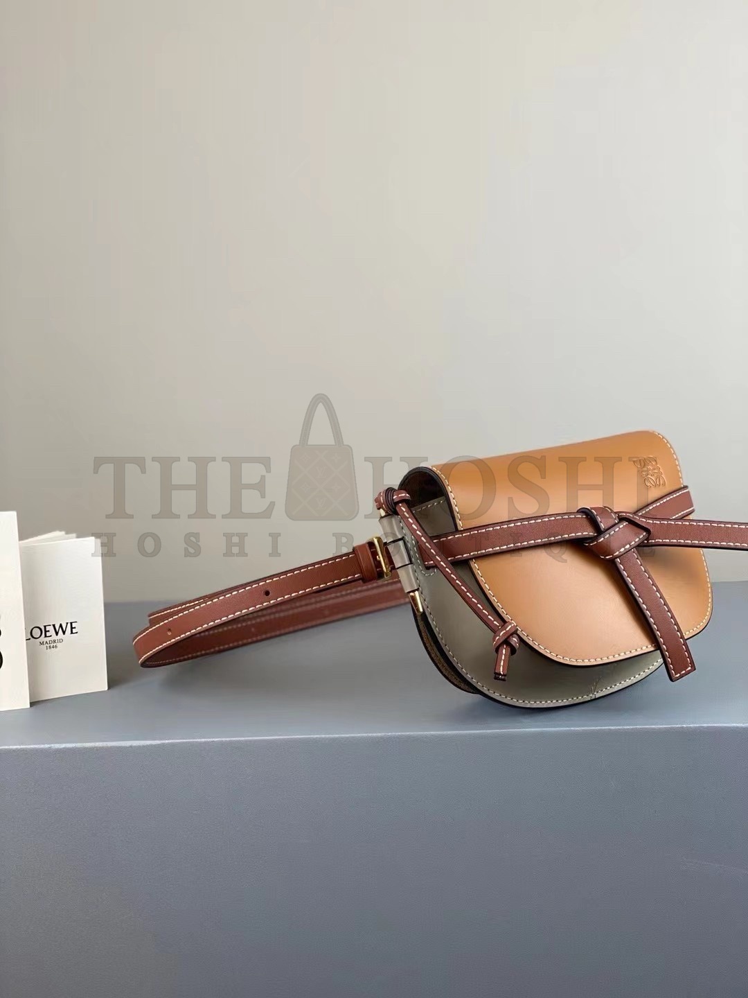 L0ew* Mini Gate Dual Bag In Amber/Grey Calfskin Master Quality
