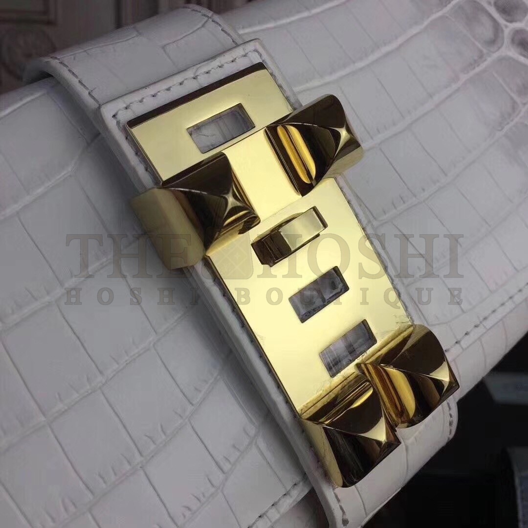 H**me5 Medor Clutch Bag In White Crocodile Leather Master Quality
