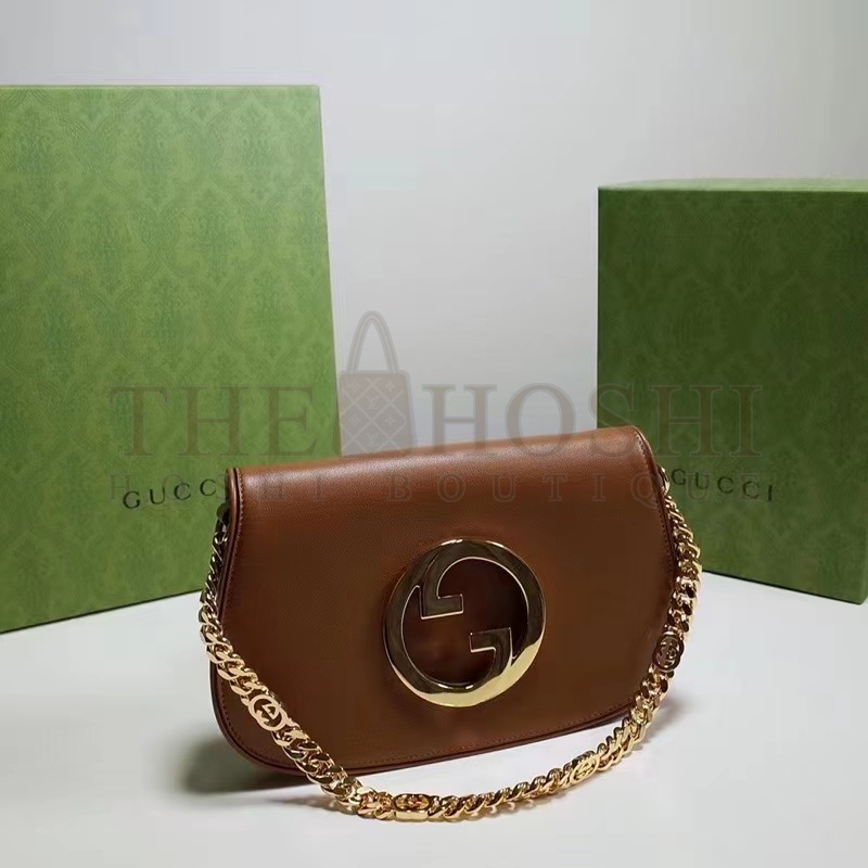 Gvc*1 Women GG Blondie Shoulder Bag Brown Leather Round Interlocking G Master Quality