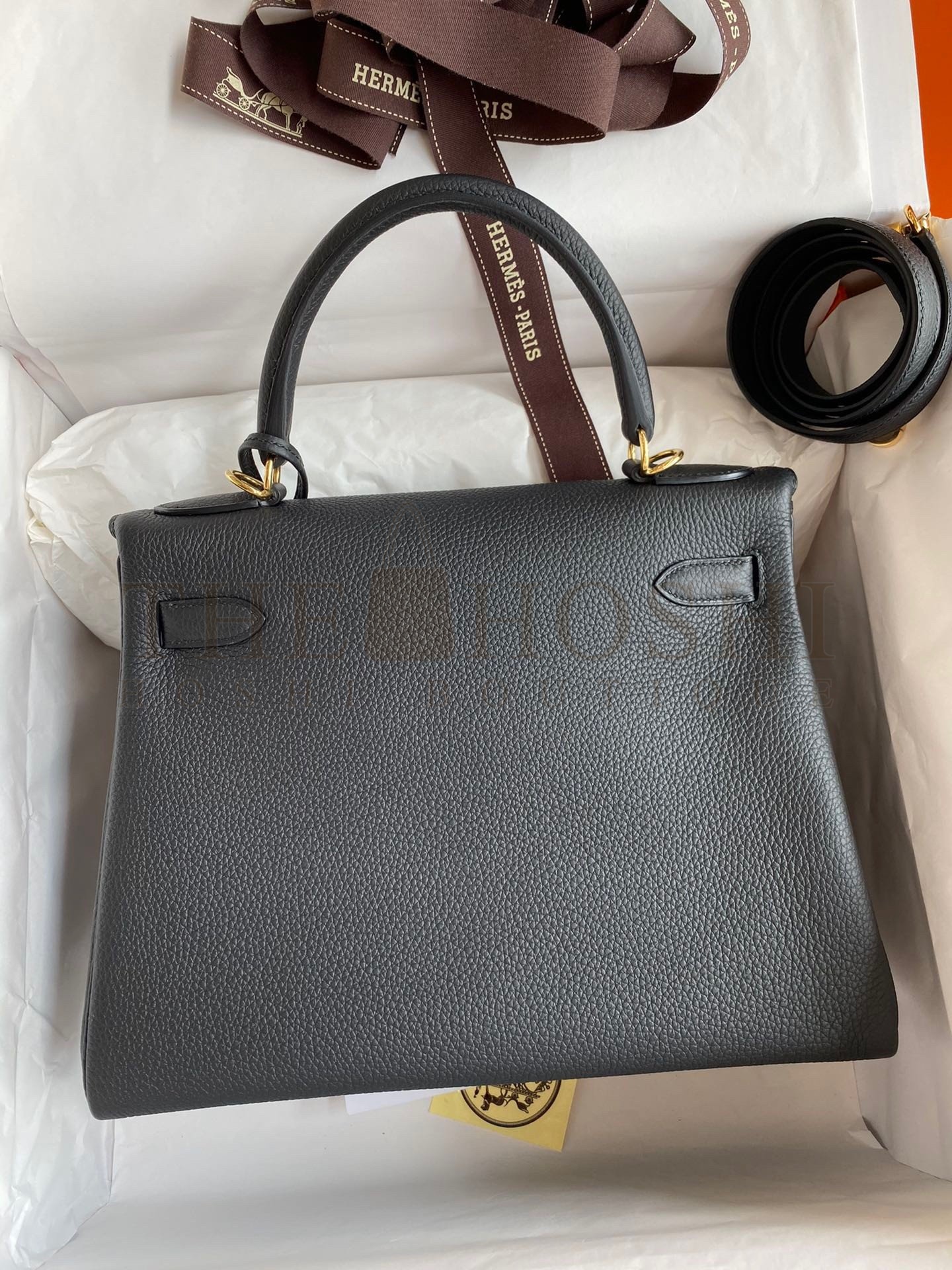 H**me5 Kelly Retourne 28 Handmade Bag In Black Clemence Leather Master Quality
