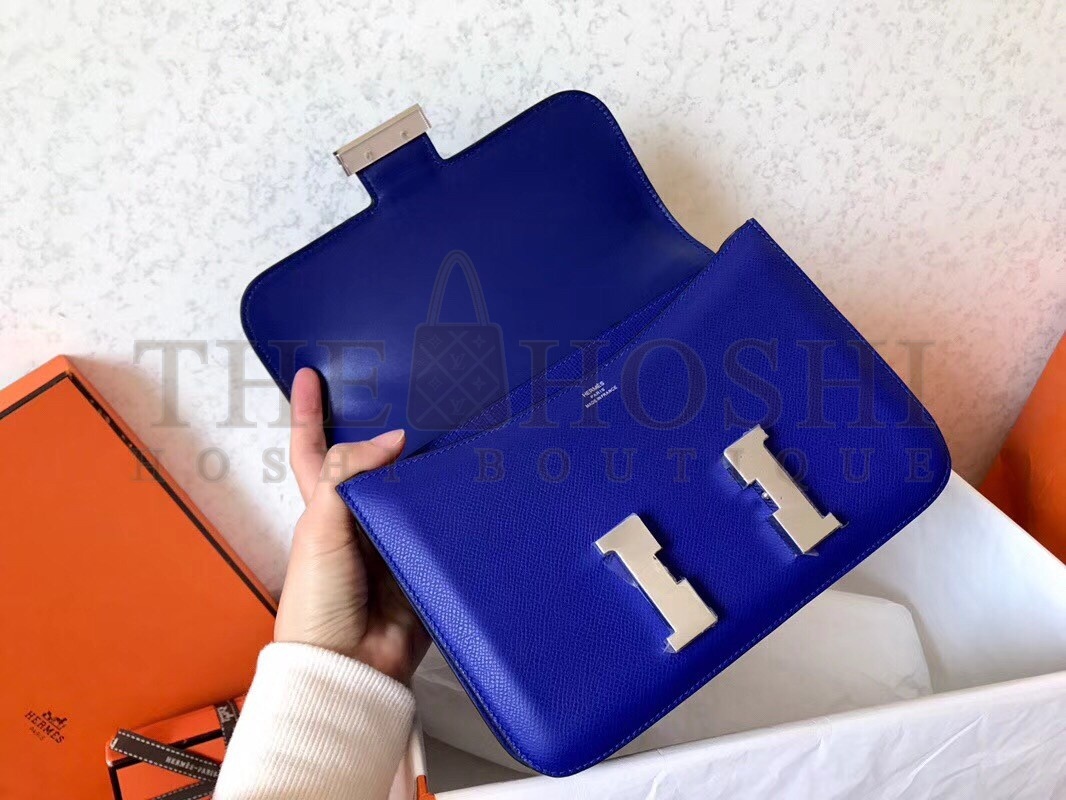 H**me5 Epsom Constance 24cm Blue Electric Handmade Bag Master Quality