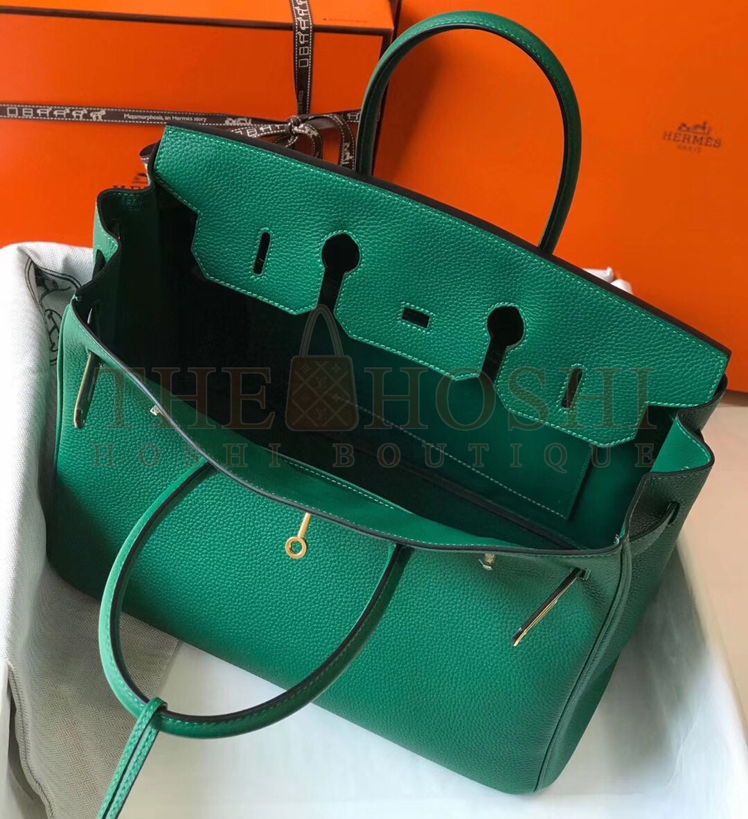 H**me5 Birkin 35 Bag in Vert Vertigo Clemence Leather with GHW Master Quality