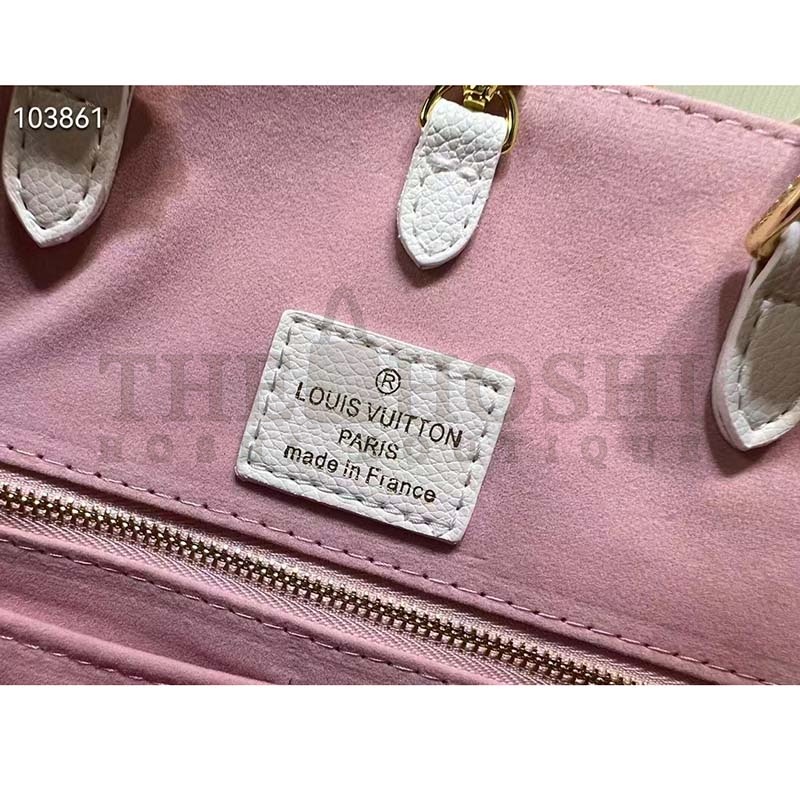 L0vis Vvtt0n LV Women OnTheGo MM Tote Bag Pink Printed Embossed Grained Cowhide Master Quality