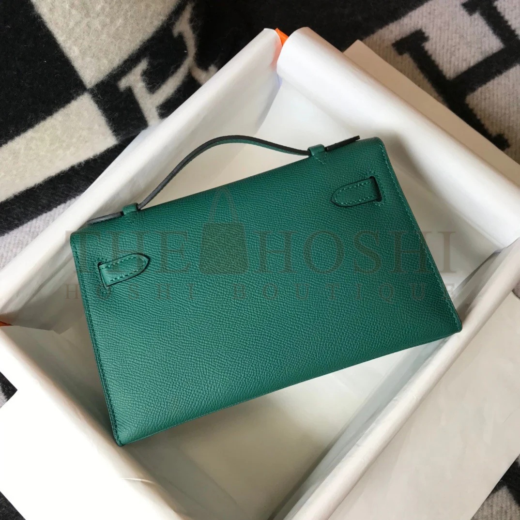 H**me5 Kelly Pochette Clutch Bag In Malachite Epsom Leather Master Quality