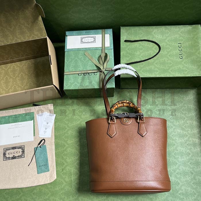 Gvc*1 Women Gvc*1 Diana Medium Tote Bag Double G Cuir Leather Bamboo Handles Master Quality