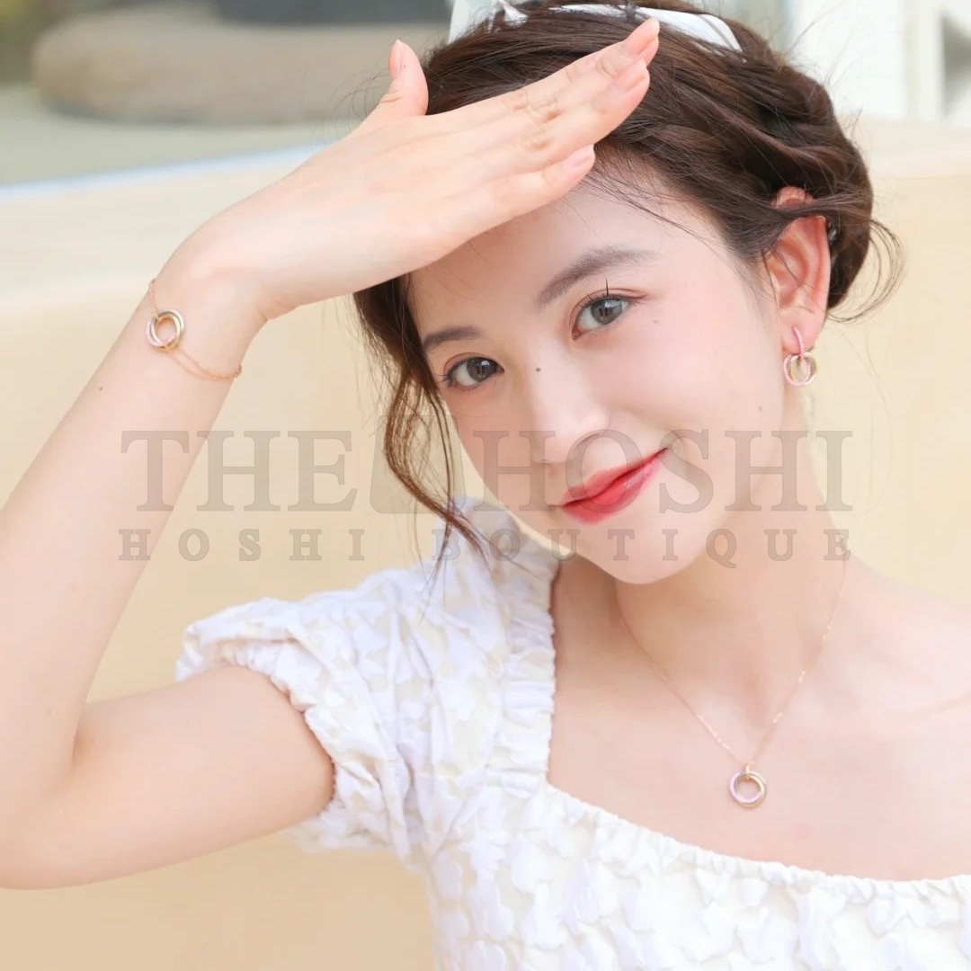 Ca*t1er Triple Ring Pink D1am0nd Earrings Master Quality