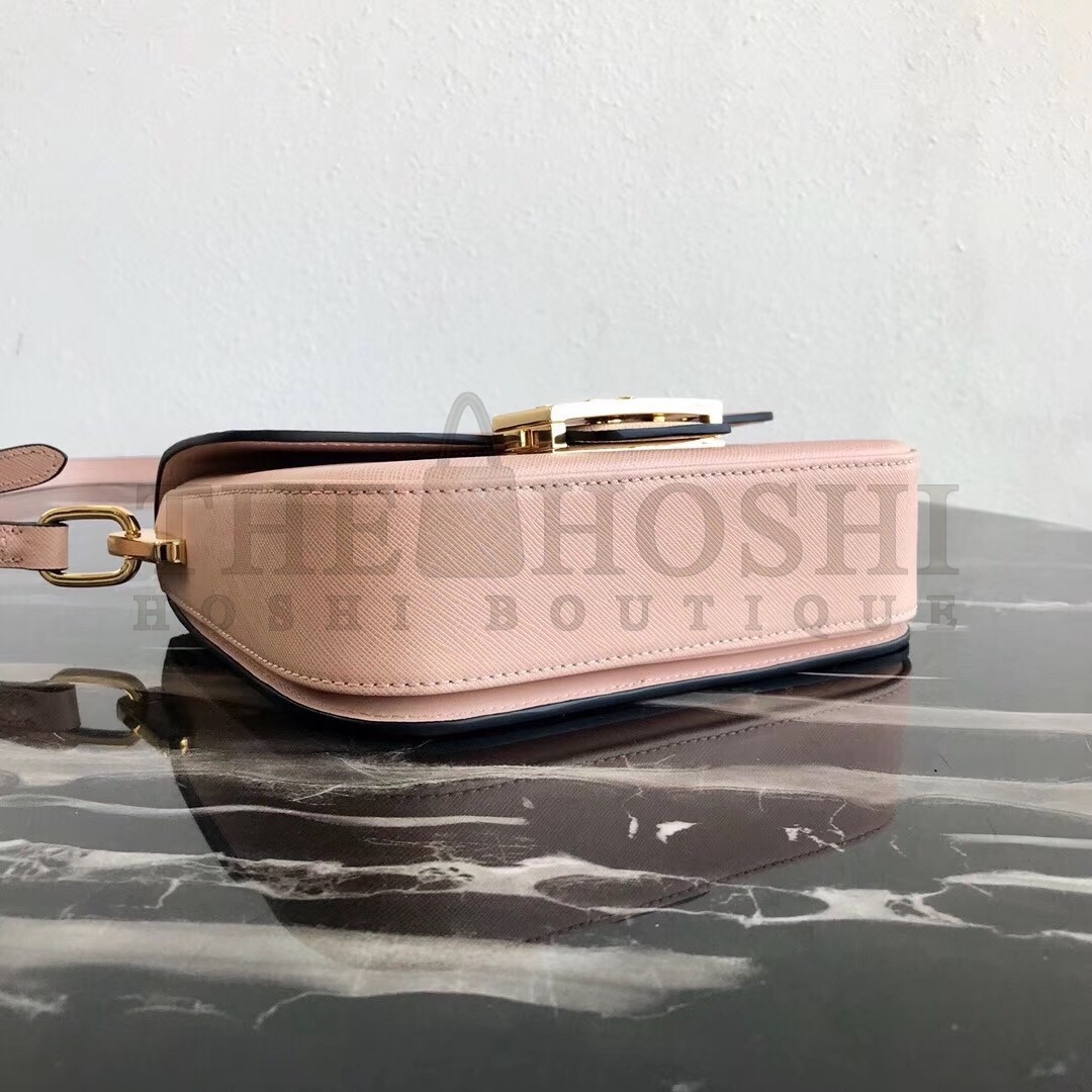 Pra*a Embleme Shoulder Bag In Poudre Saffiano Leather Master Quality
