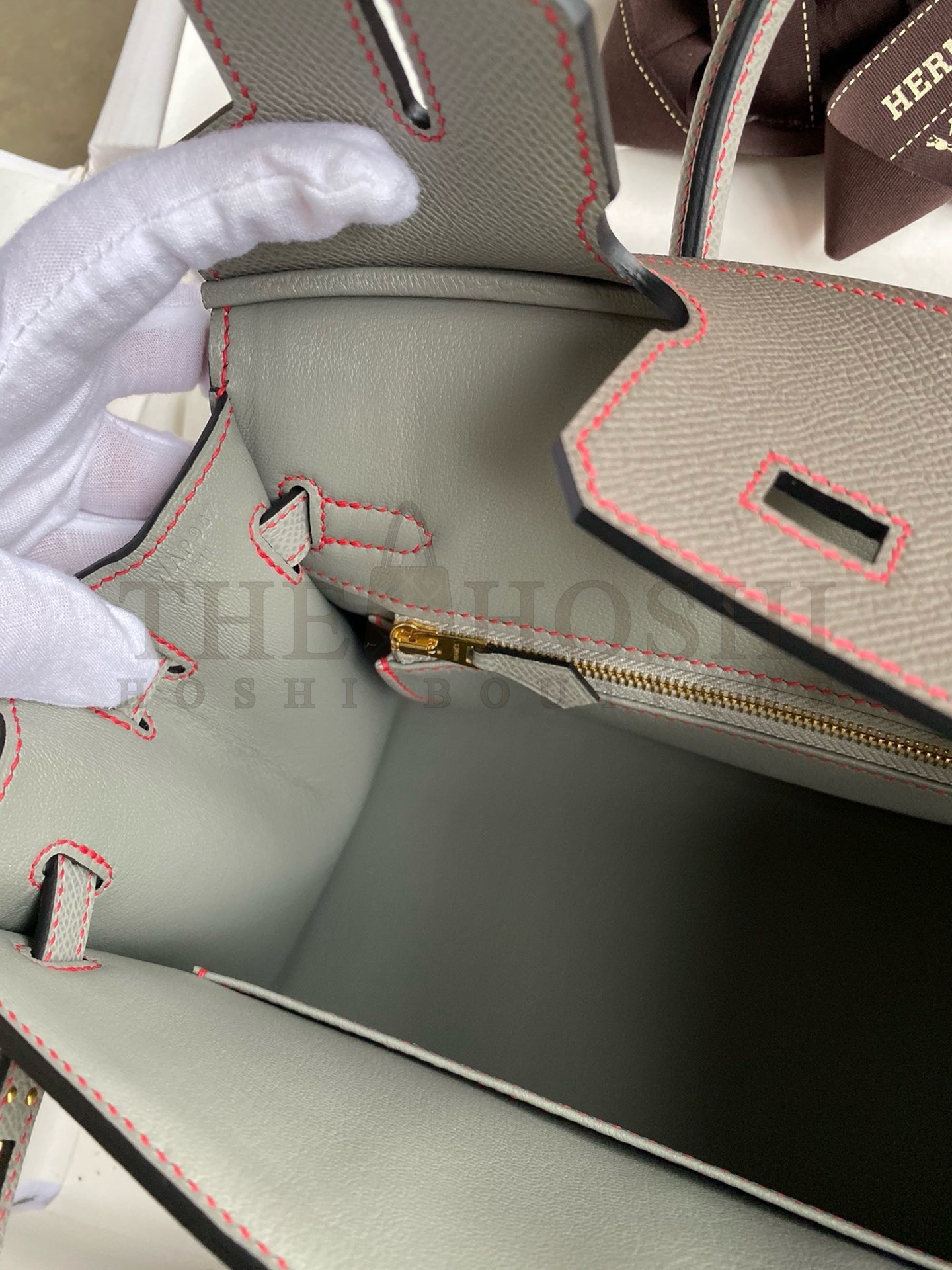 H**me5 HSS Birkin 25 Sellier Bag in Etain and Gris Mouette Epsom Calfskin Master Quality