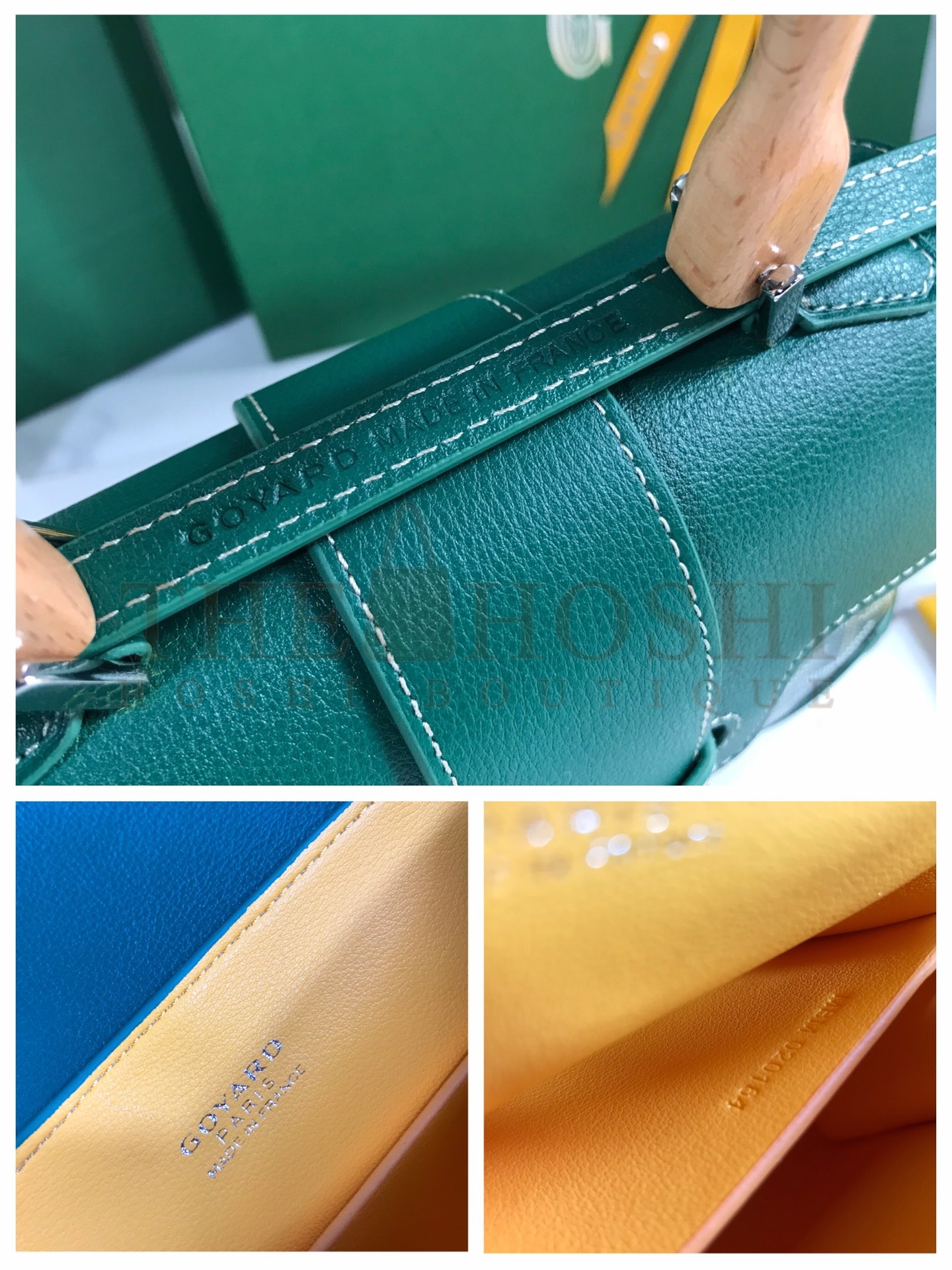 G09ard Mini Saigon Bag Green Leather Wooden Handle 20x14.5x9cm Master Quality