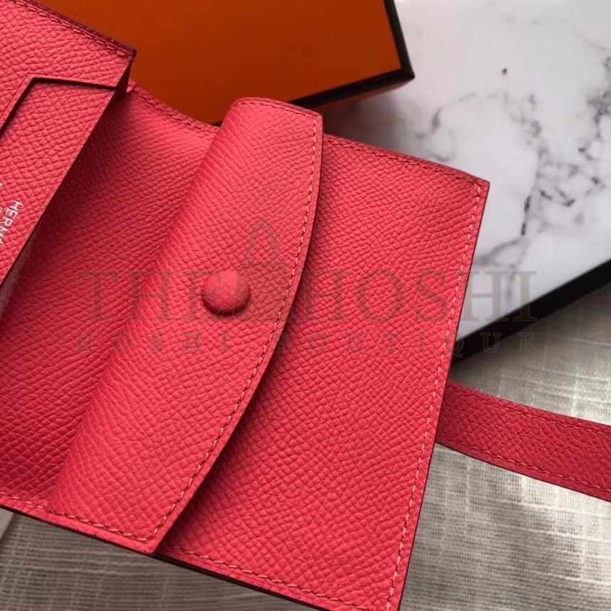 H**me5 Bearn Mini Wallet In Rose Lipstick Epsom Leather Master Quality