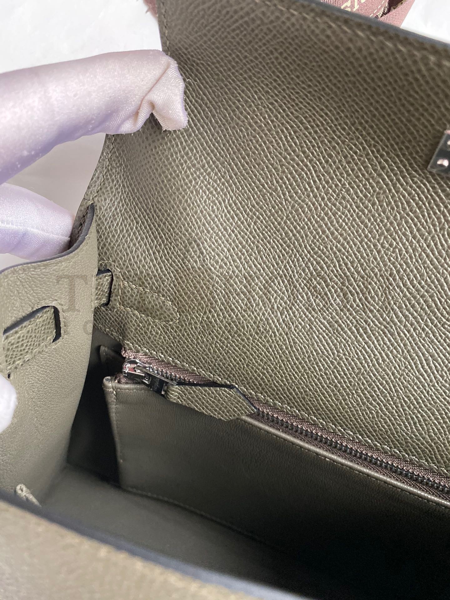 H**me5 Kelly Sellier 25 Handmade Bag In Vert De Gris Epsom Calfskin Master Quality
