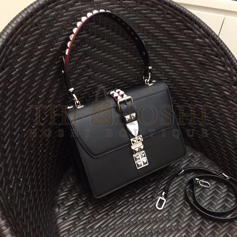 Pra*a Elektra Shoulder Bag In Black Calfskin Master Quality