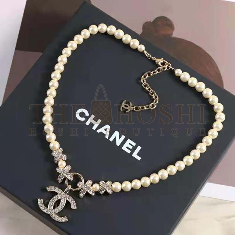 Ch**el Women Pendant Earrings in Metal Glass Pearls &amp; Strass Master Quality