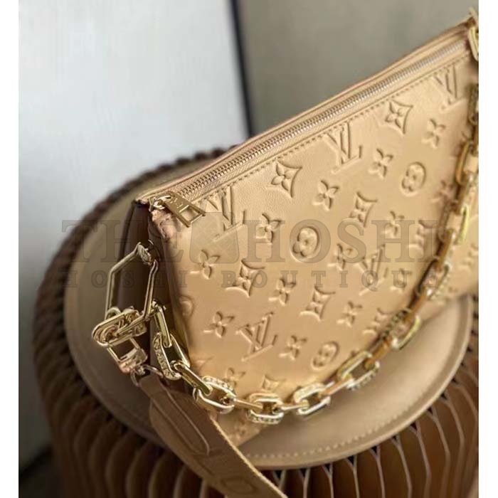 L0vis Vvtt0n LV Women Coussin PM Handbag Camel Monogram Embossed Puffy Lambskin Calfskin Leather Master Quality