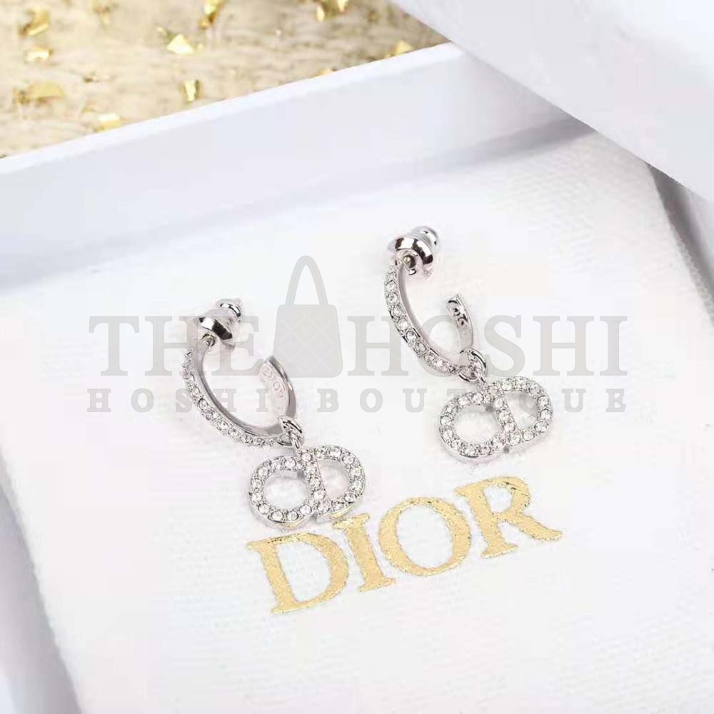 D10r Women Clair D Lune Earrings Silver-Finish Metal and Silver-Tone Crystals Master Quality