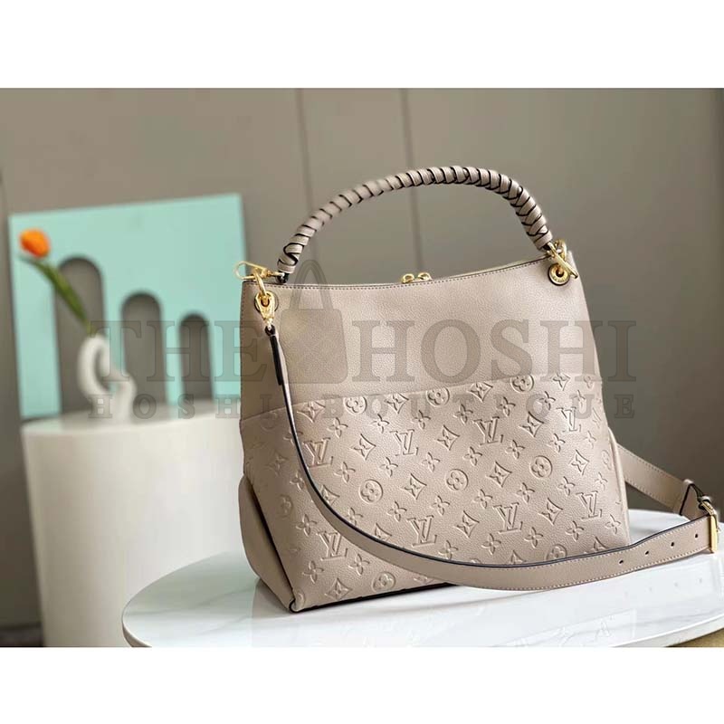 L0vis Vvtt0n LV Women Maida Hobo Handbag Tourterelle Gray Embossed Grained Cowhide Master Quality