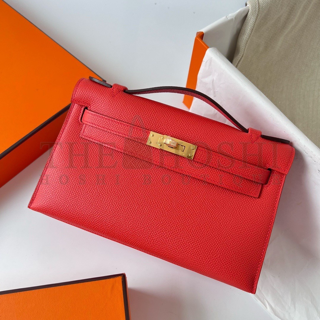 H**me5 Kelly Pochette Handmade Bag In Rouge Piment Epsom Calfskin Master Quality