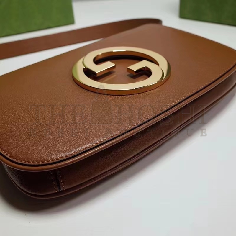 Gvc*1 Women GG Blondie Shoulder Bag Brown Leather Round Interlocking G Master Quality