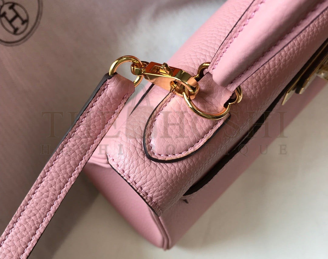 H**me5 Kelly 25cm Retourne Bag in Pink Clemence Leather GHW Master Quality