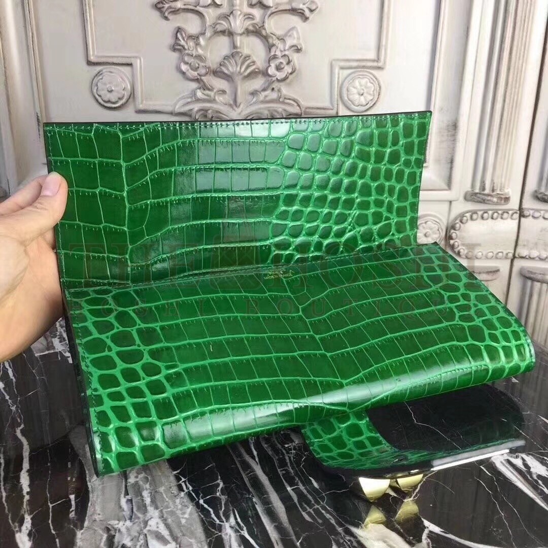 H**me5 Medor Clutch Bag In Bamboo Crocodile Leather Master Quality