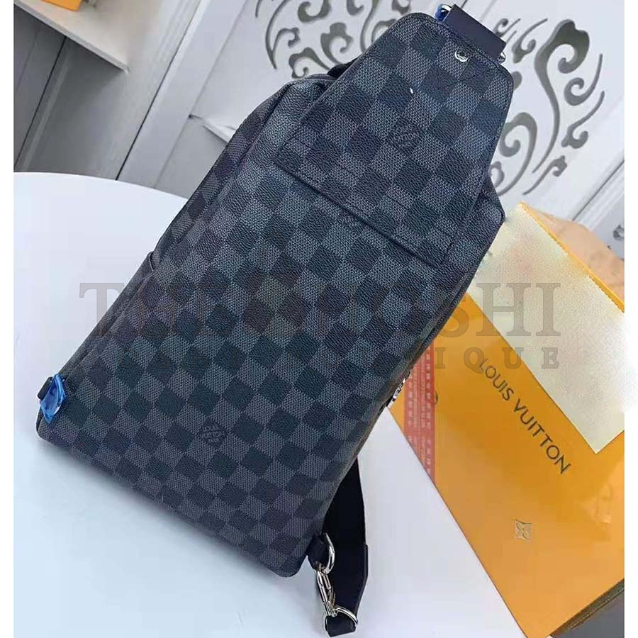 L0vis Vvtt0n LV Men Avenue Sling Bag in Damier Graphite Canvas-Grey Master Quality