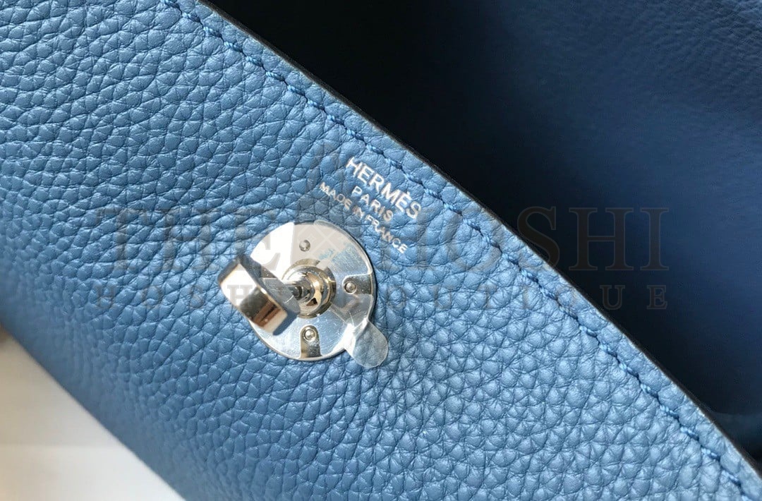 H**me5 Lindy Mini Bag In Blue Agate Clemence Leather PHW Master Quality