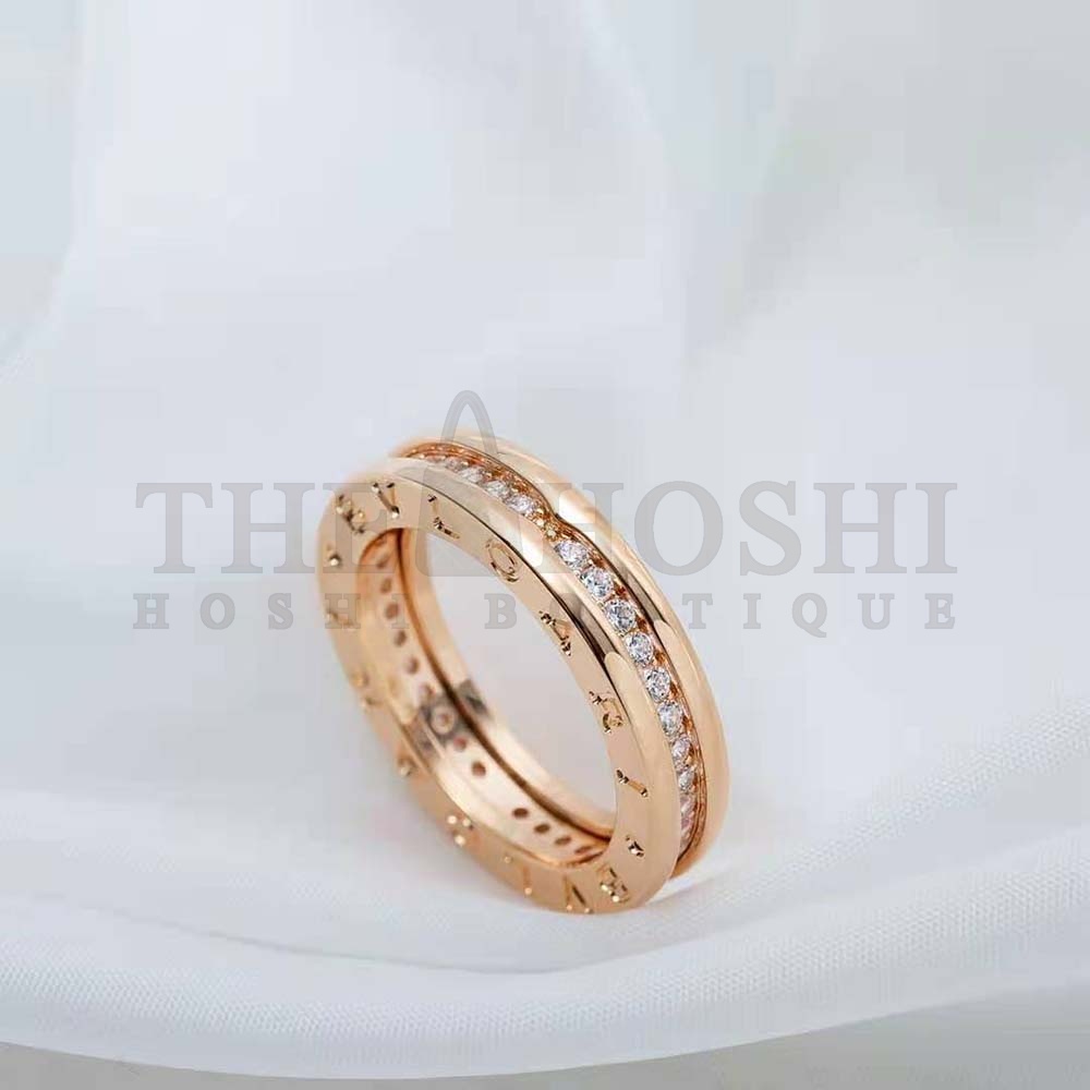 Bv1g*ai Women B.zero1 One-Band Ring in 18 KT Rose Gold Set with Pave D1am0nds on the Spiral Master Quality