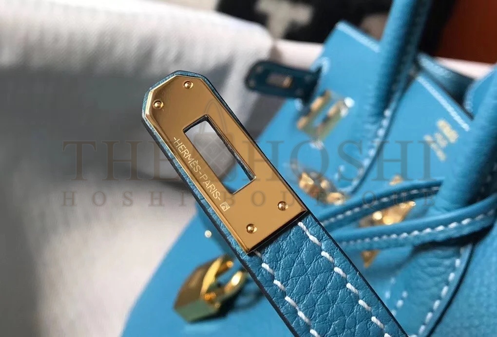 H**me5 Birkin 25 Bag In Blue Jean Clemence Leather with GHW Master Quality