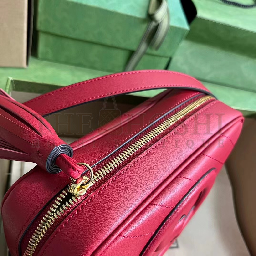 Gvc*1 Women GG Blondie Small Shoulder Bag Red Leather Round Interlocking G Master Quality