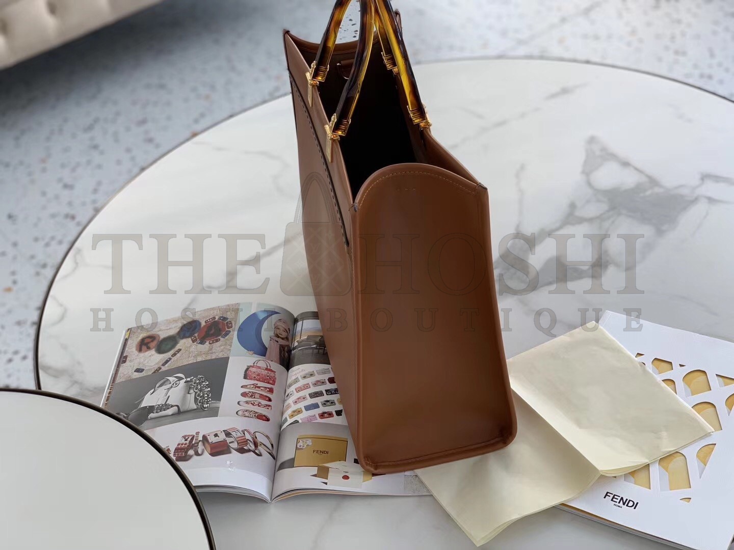 F**di Sunshine Medium Tote Bag In Brown Calfskin Master Quality