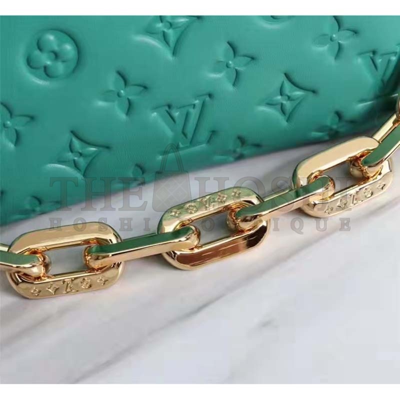 L0vis Vvtt0n LV Women Coussin BB Handbag Emerald Monogram Embossed Puffy Lambskin Master Quality