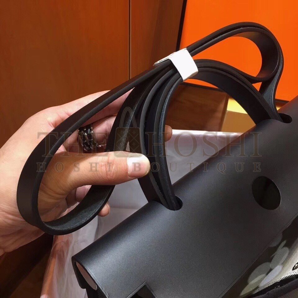 H**me5 Herbag Zip 31cm Bag In Black Leather And Toile Master Quality