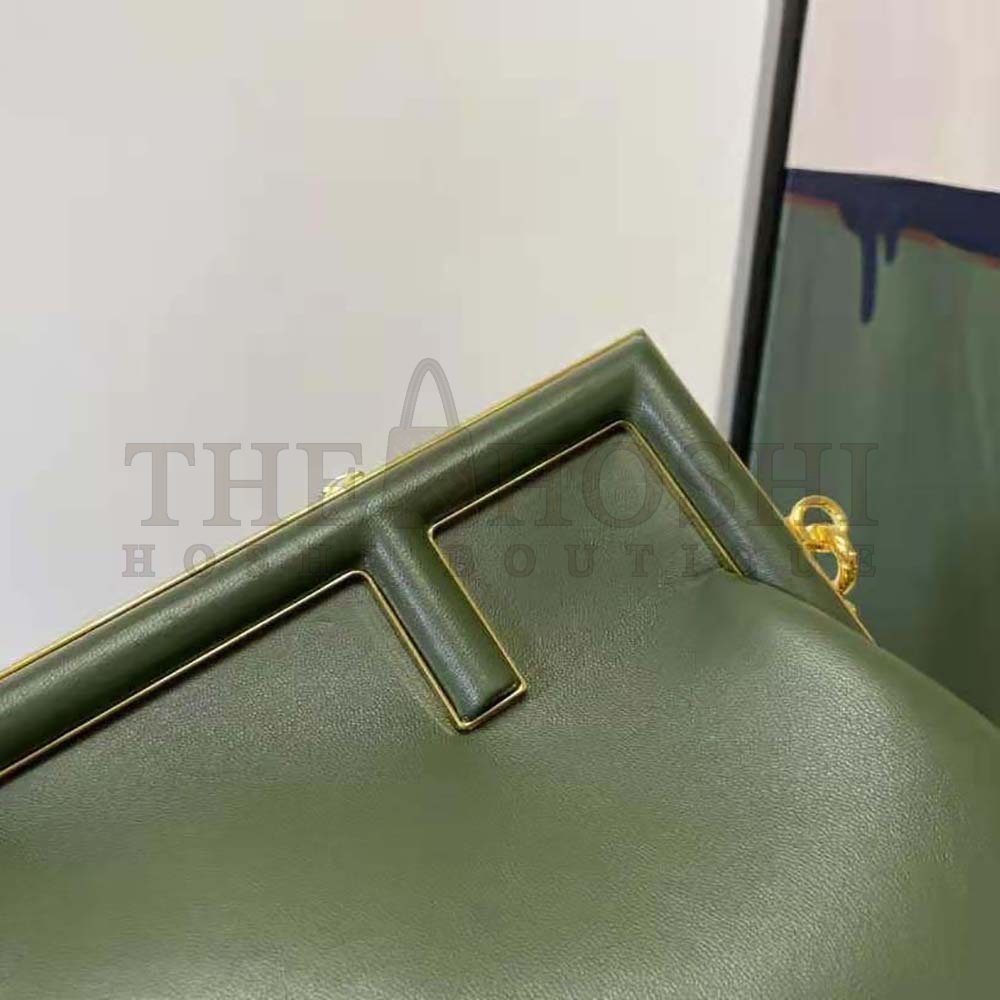 F**di Women First Small Dark Green Leather Bag Master Quality