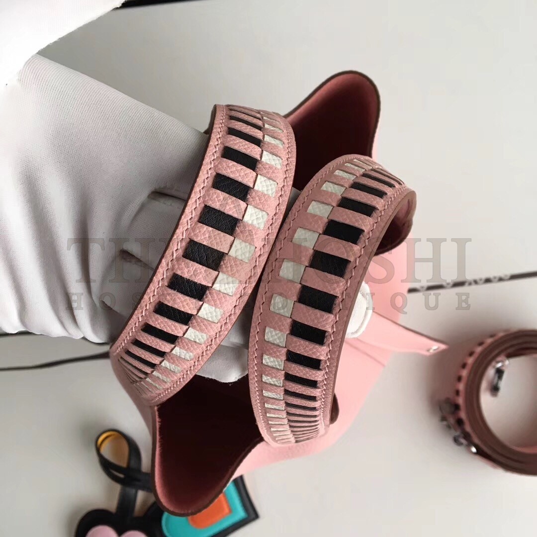 H**me5 Pink Picotin Lock 18cm Bag With Braided Handles Master Quality