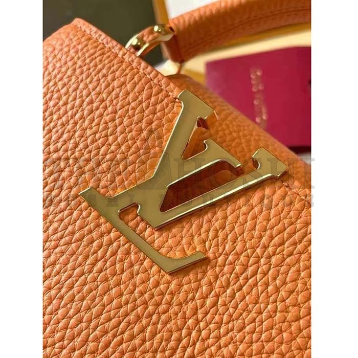 L0vis Vvtt0n LV Women Capucines Mini Handbag Ocre Orange Taurillon Cowhide Leather Master Quality