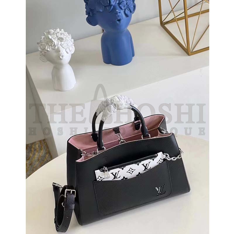 L0vis Vvtt0n LV Women Marelle Tote MM Gold Black Epi Grained Cowhide Master Quality