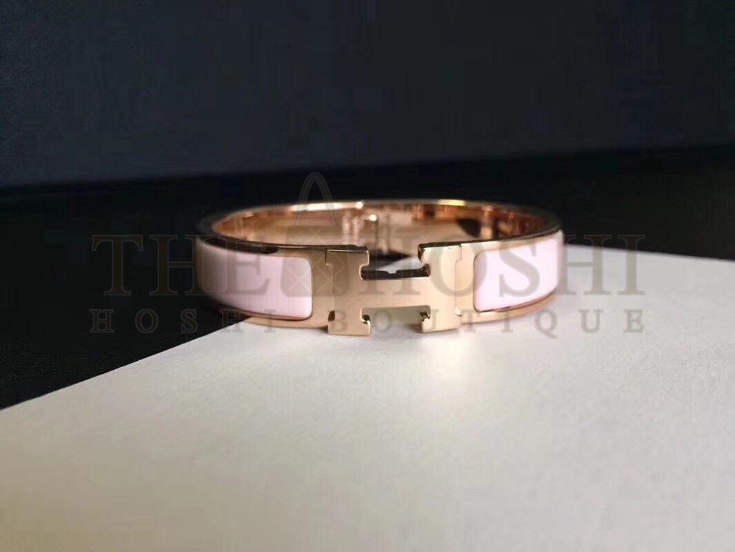 H**me5 Pink Enamel Clic H PM Bracelet Master Quality