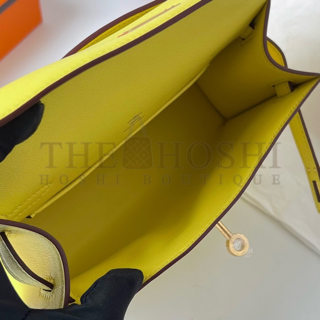 H**me5 Kelly Pochette Handmade Bag In Lime Swift Calfskin Master Quality