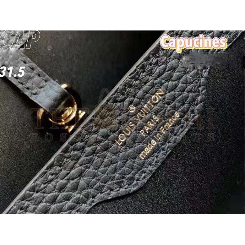 L0vis Vvtt0n LV Women Capucines MM Bag Black Taurillon Leather Shearling Cowhide Master Quality