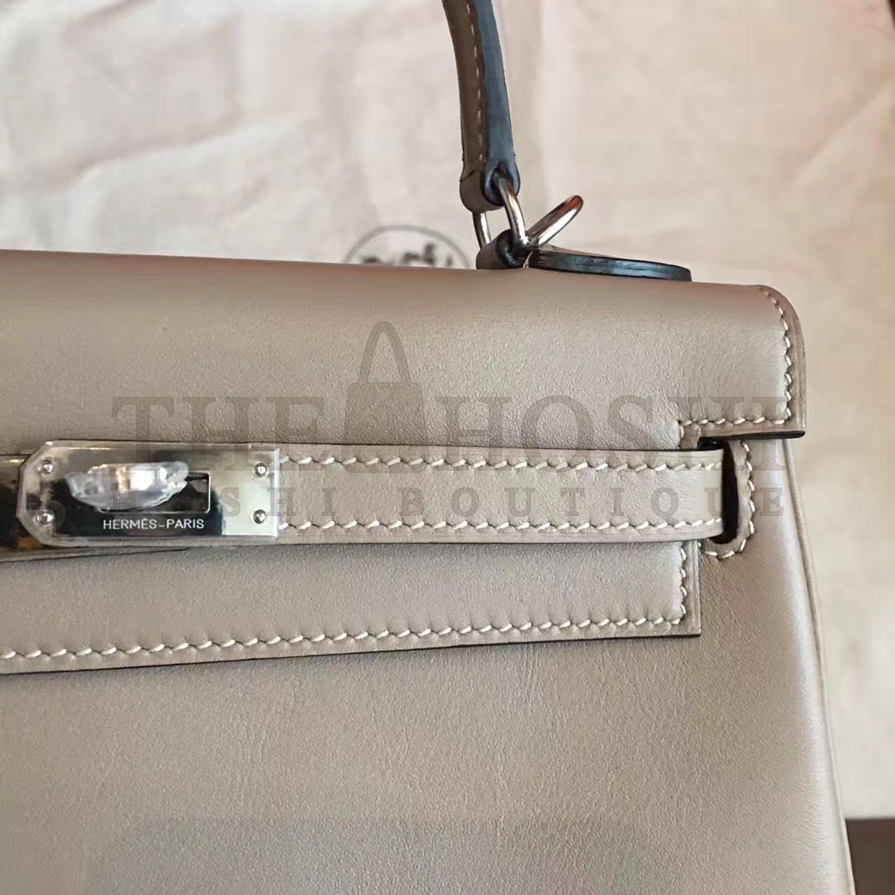 H**me5 Swift Kelly 25cm Retourne Handmade Grey Bag Master Quality