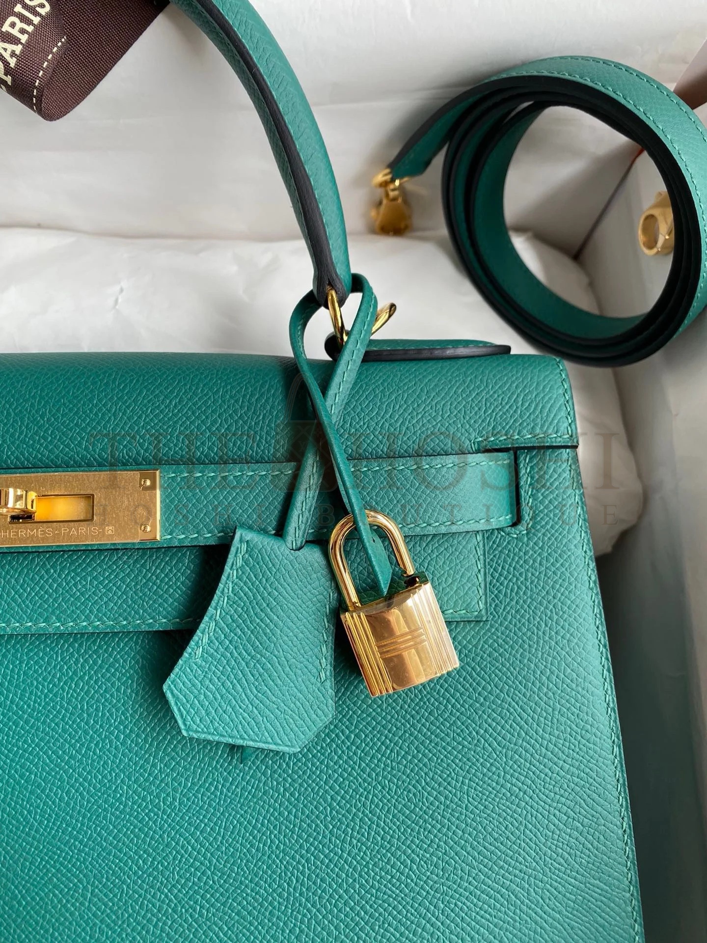 H**me5 Kelly Sellier 32 Handmade Bag in Malachite Epsom Calfskin Master Quality