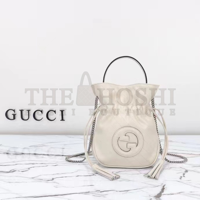 Gvc*1 Women GG Blondie Mini Bucket Bag White Leather Round Interlocking G Master Quality